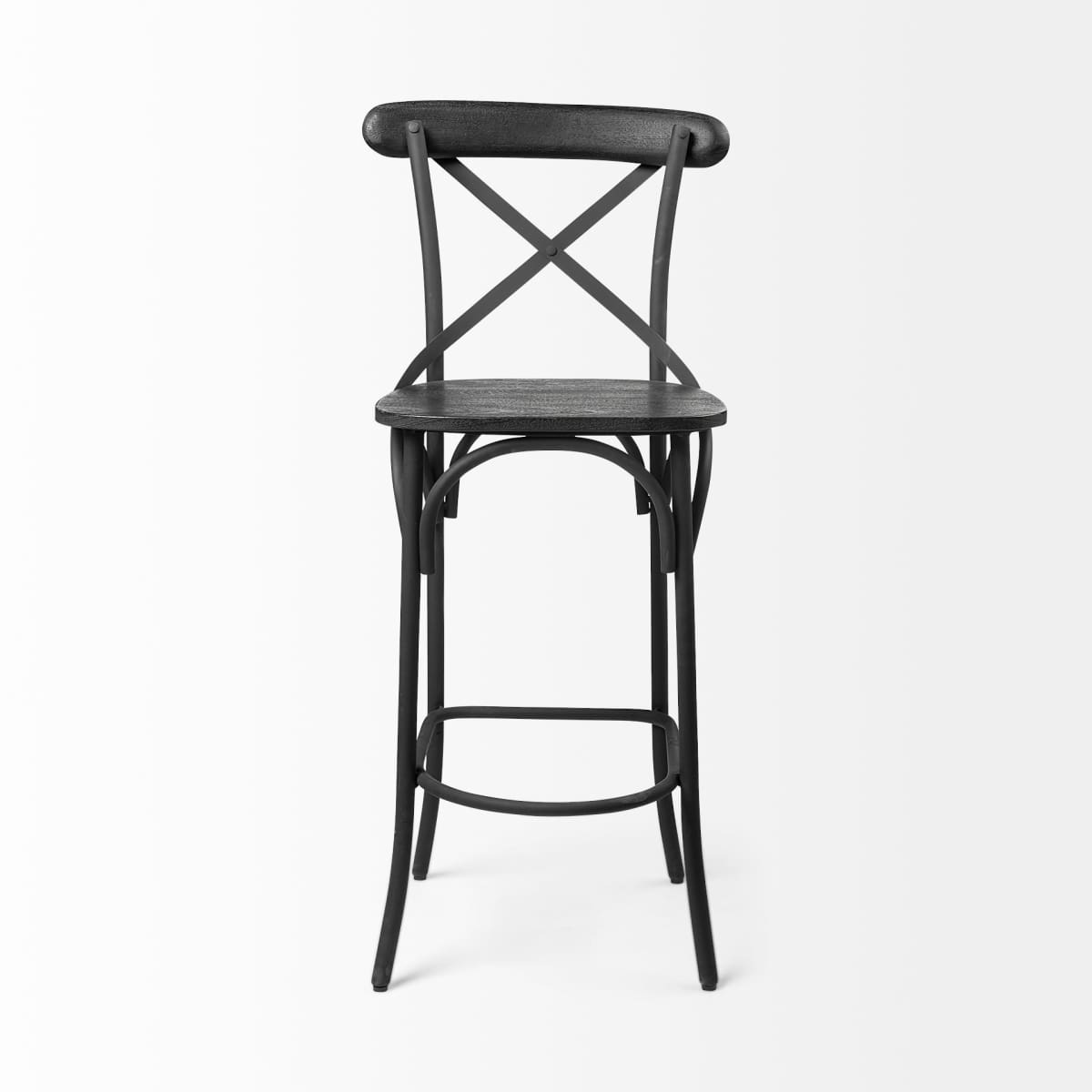 Etienne Wood Seat Bar Counter Stool Black Wood | Black Metal | Bar - bar-stools