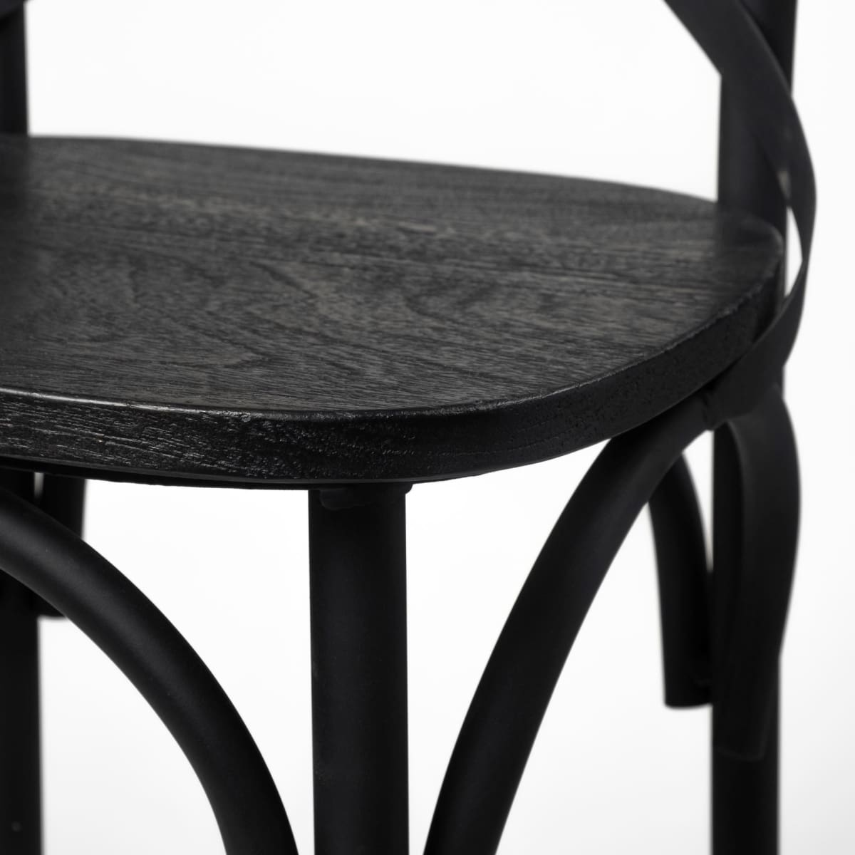 Etienne Wood Seat Bar Counter Stool Black Wood | Black Metal | Bar - bar-stools