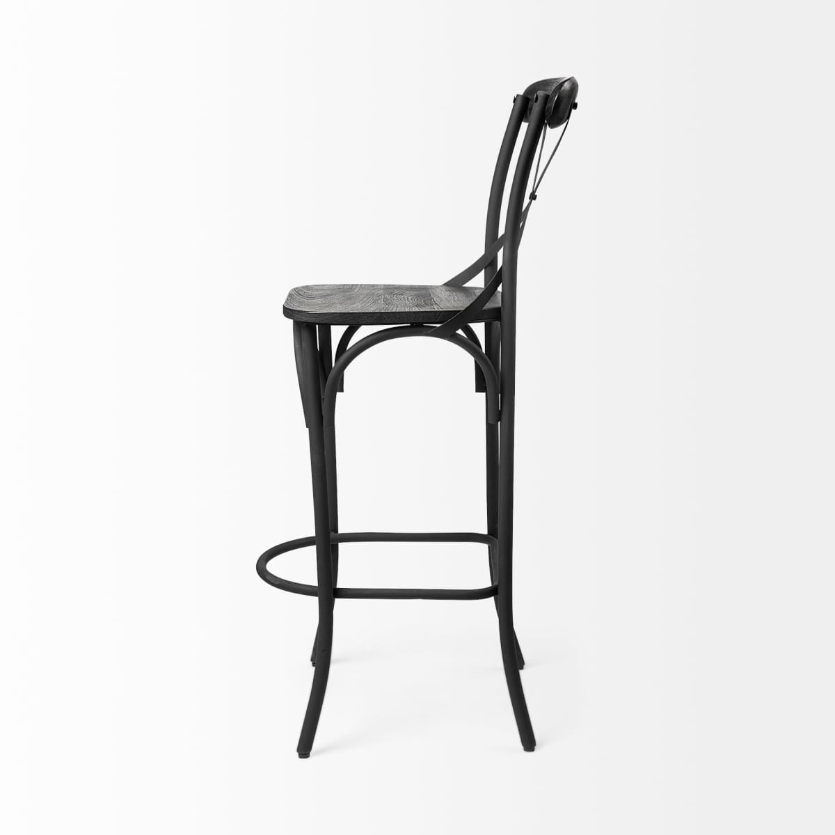 Etienne Wood Seat Bar Counter Stool Black Wood | Black Metal | Bar - bar-stools