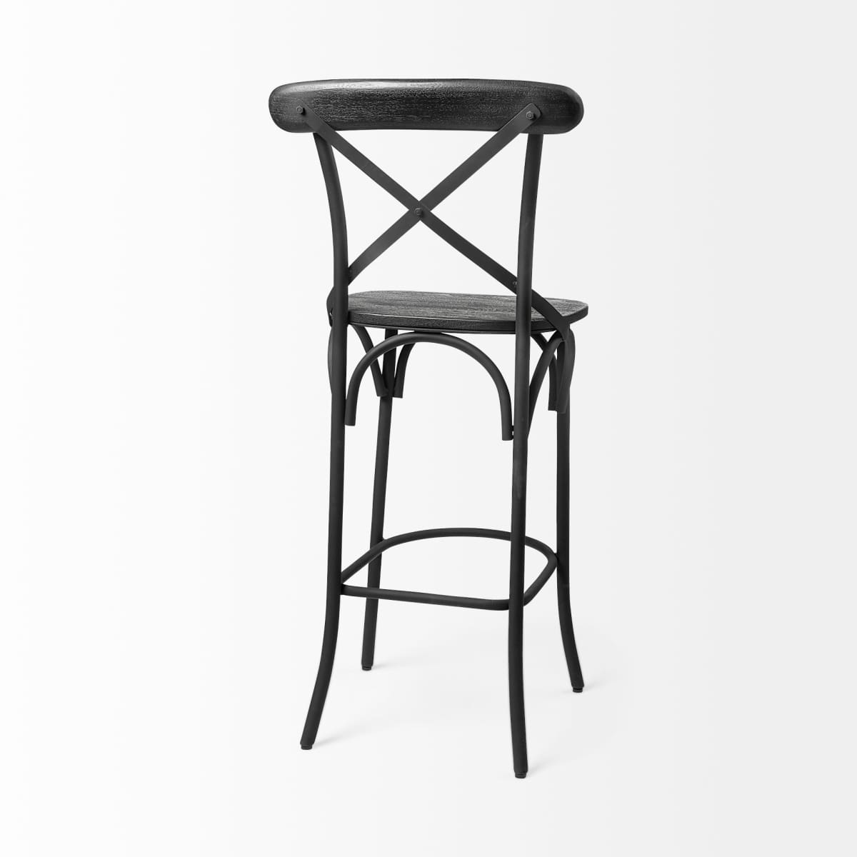 Etienne Wood Seat Bar Counter Stool Black Wood | Black Metal | Bar - bar-stools