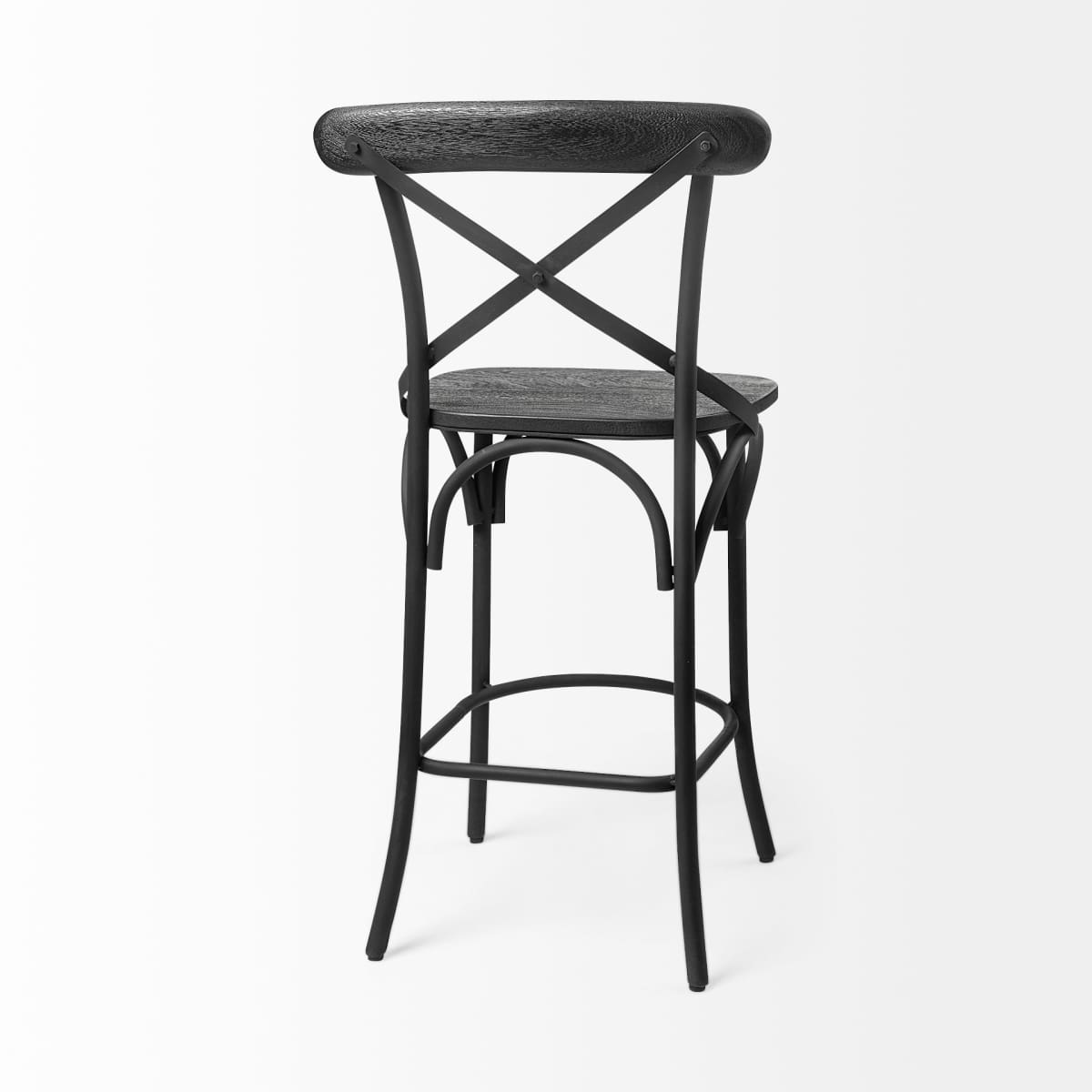 Etienne Wood Seat Bar Counter Stool Black Wood | Black Metal | Counter - bar-stools