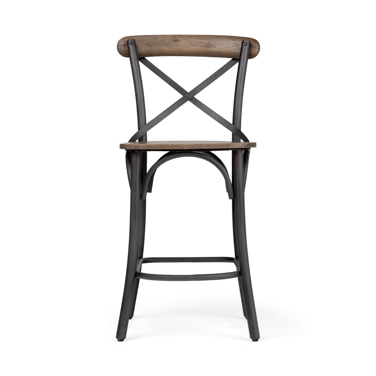 Etienne Wood Seat Bar Counter Stool Brown Wood | Black Metal | Counter - bar-stools