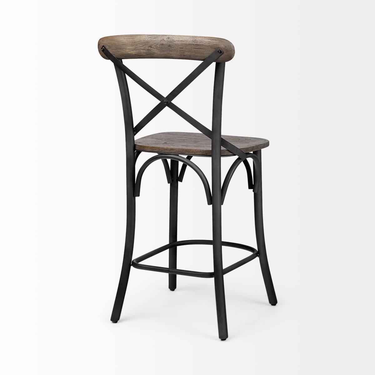 Etienne Wood Seat Bar Counter Stool Brown Wood | Black Metal | Counter - bar-stools