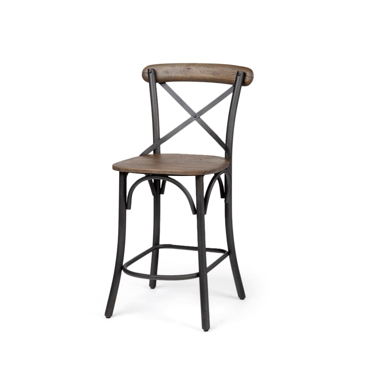 Etienne Wood Seat Bar Counter Stool Brown Wood | Black Metal | Counter - bar-stools