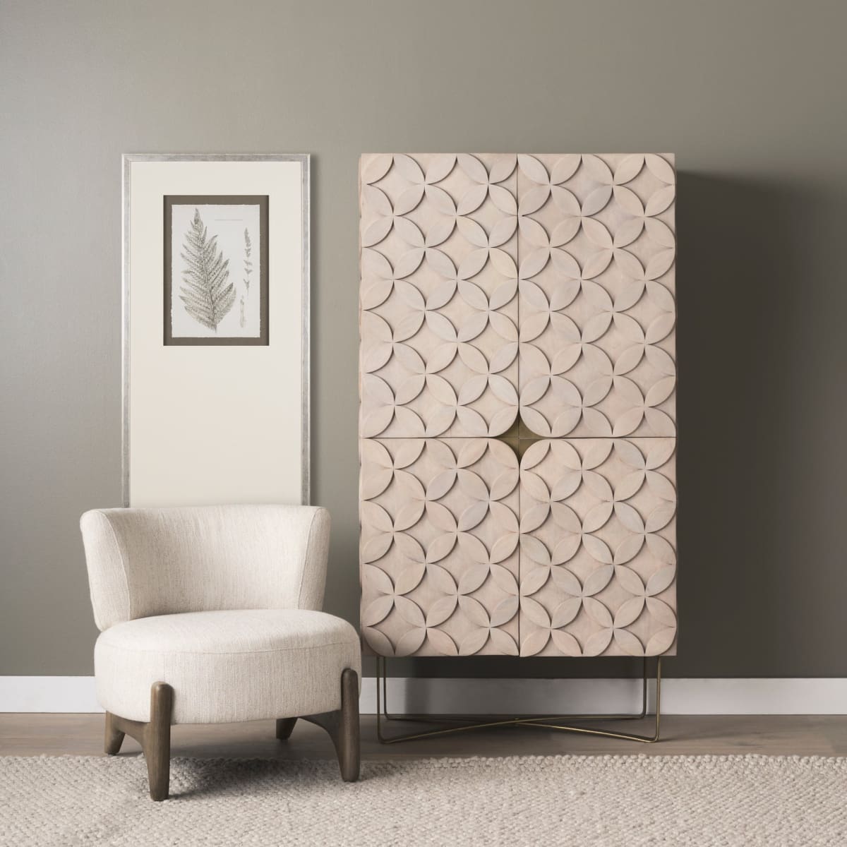 Excelsior Cabinet Brown Wood | Gold Metal - cabinets
