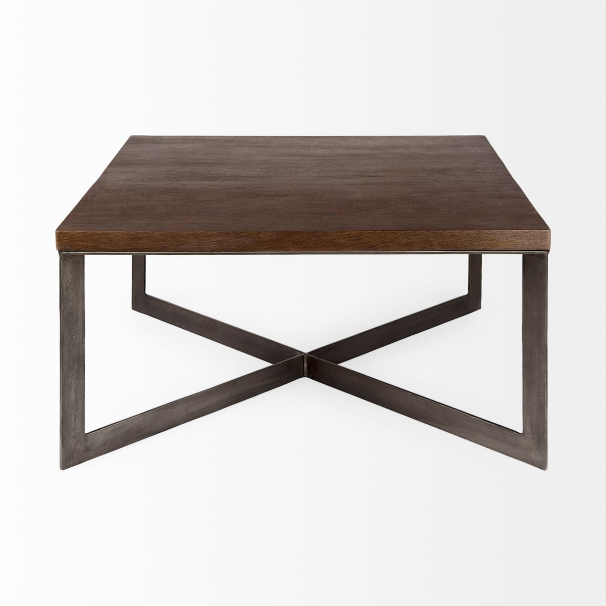 Faye Coffee Table Dark Brown Wood | Nickel Metal - coffee-tables