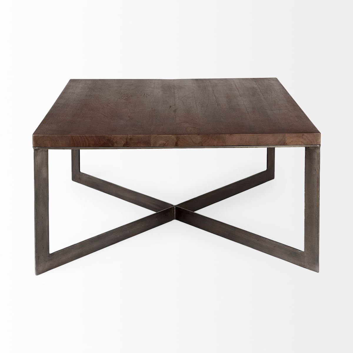 Faye Coffee Table Dark Brown Wood | Nickel Metal - coffee-tables