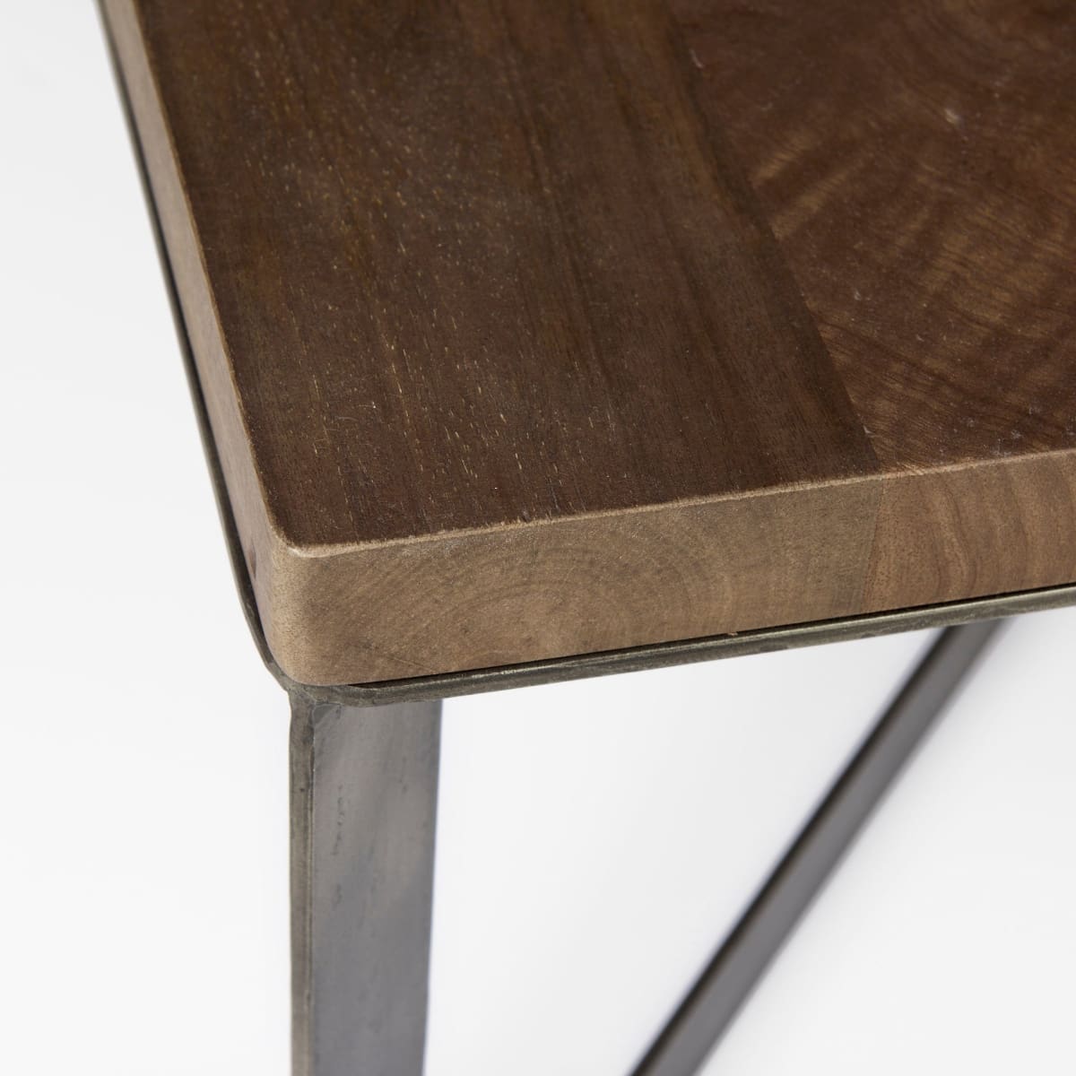 Faye Coffee Table Dark Brown Wood | Nickel Metal - coffee-tables