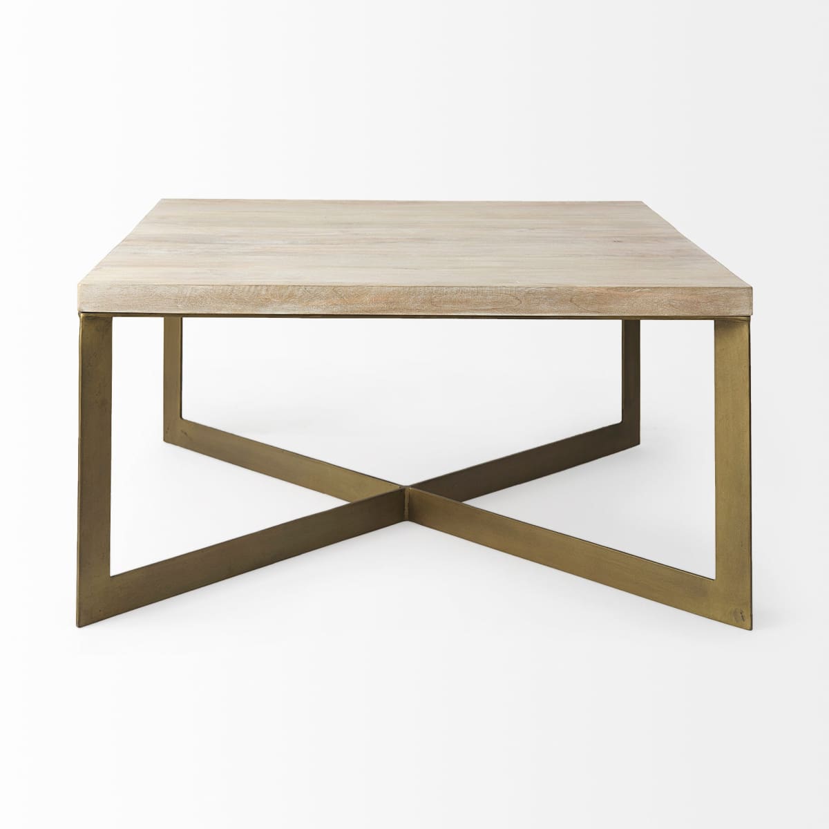 Faye Coffee Table Light Brown Wood | Gold Metal - coffee-tables