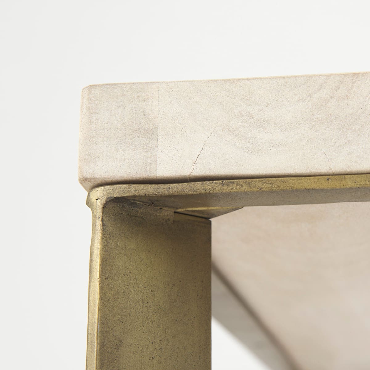 Faye Coffee Table Light Brown Wood | Gold Metal - coffee-tables