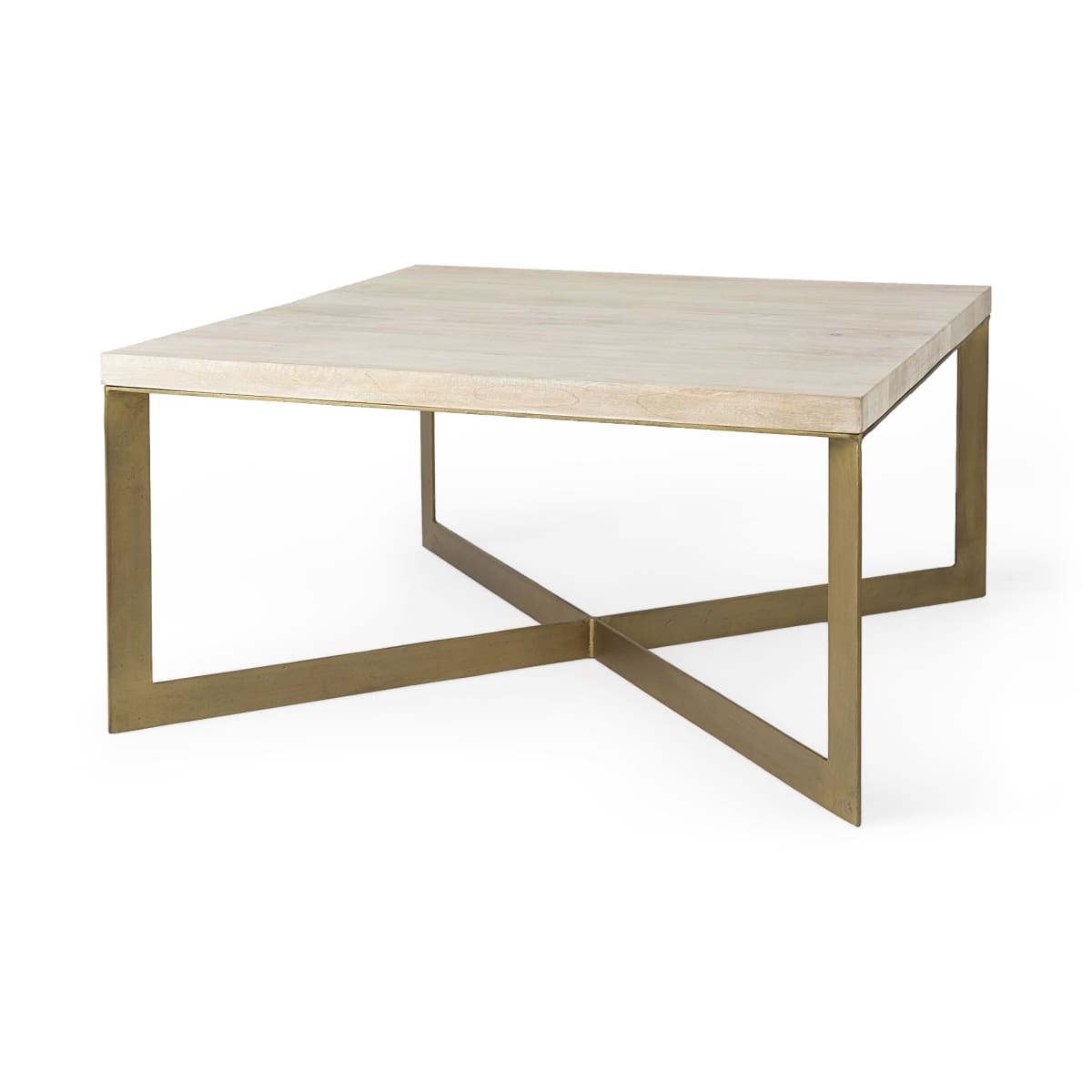Faye Coffee Table Light Brown Wood | Gold Metal - coffee-tables
