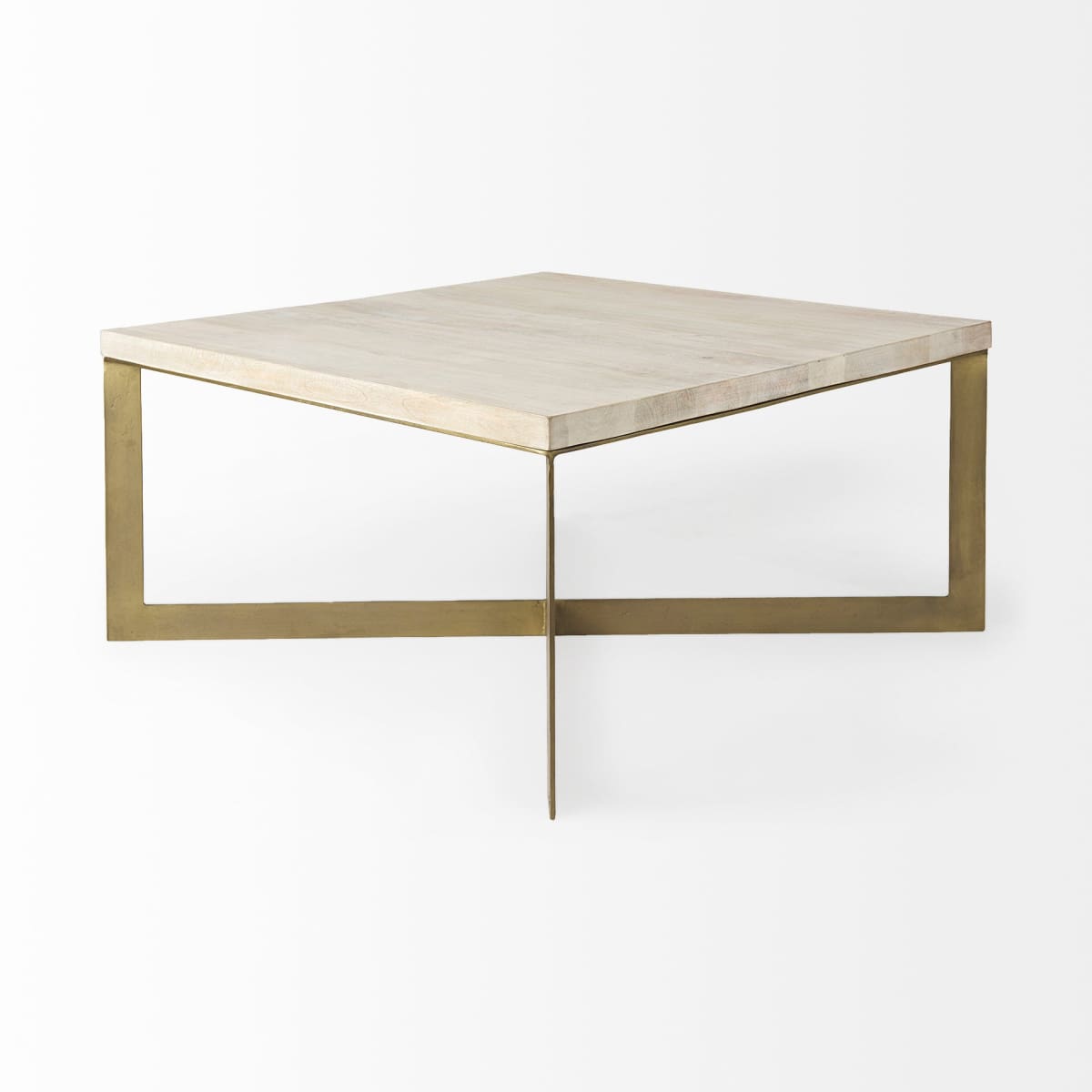 Faye Coffee Table Light Brown Wood | Gold Metal - coffee-tables