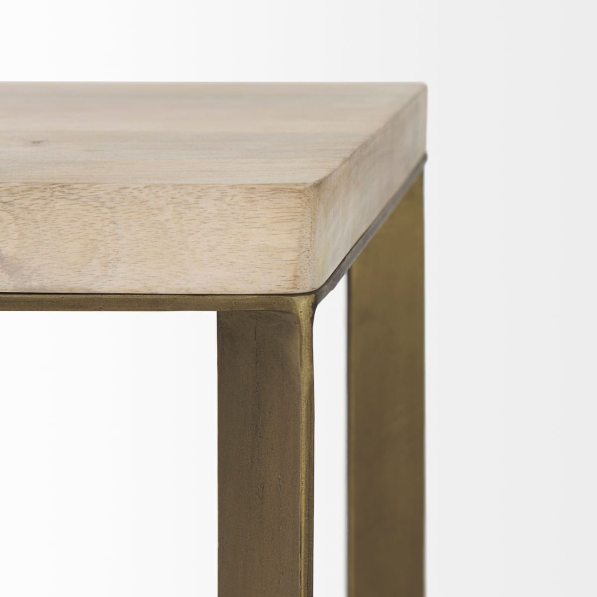 Faye (Set of 2) End Side Table Light Brown Wood | Gold Metal | Set of 2 - end-and-side-tables