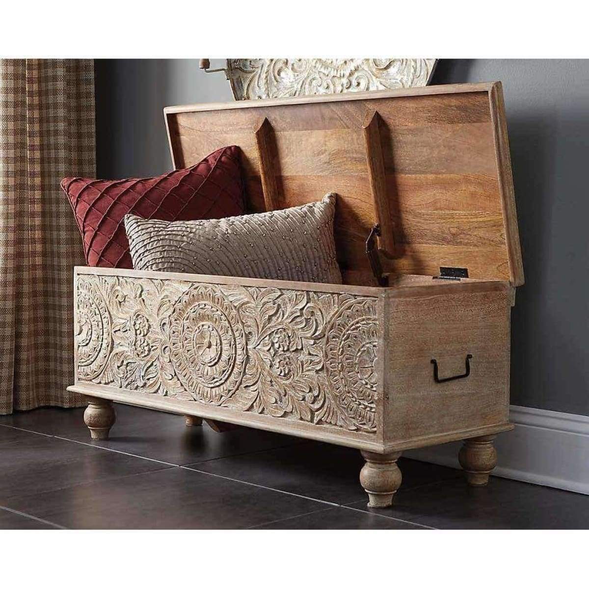 Fossil Ridge Beige Storage Bench - Long Bench