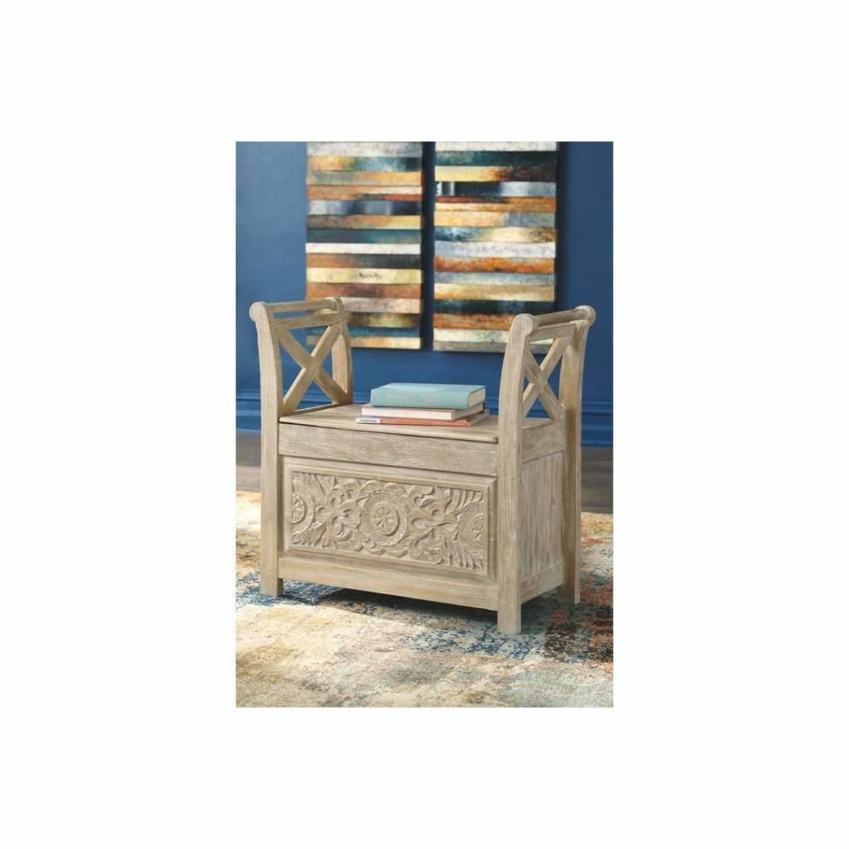 Fossil Ridge White Wash Accent Bench - Long Bench