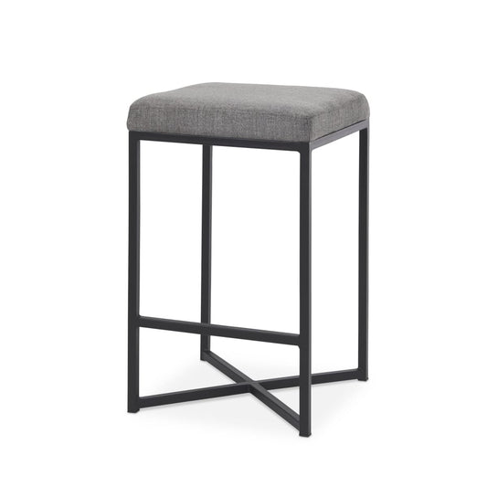 Frodo Upholstered Seat Bar Counter Stool Gray Fabric | Black Iron | Counter - bar-stools