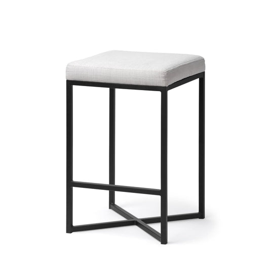 Frodo Upholstered Seat Bar Counter Stool White Fabric | Black Metal | Counter - bar-stools