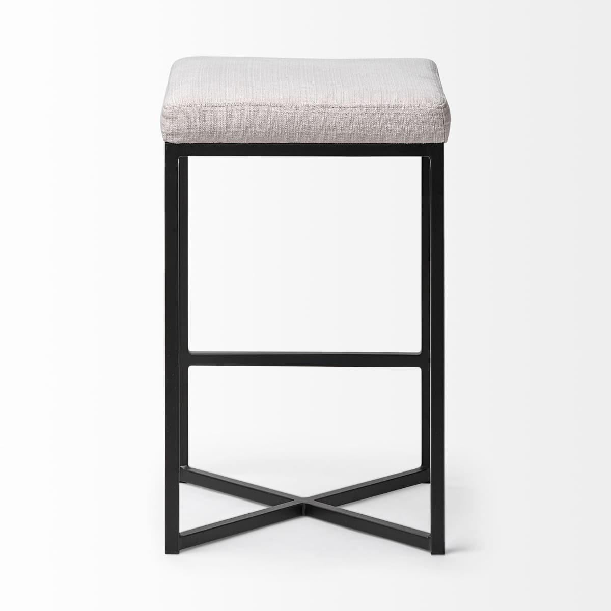 Frodo Upholstered Seat Bar Counter Stool White Fabric | Black Metal | Counter - bar-stools