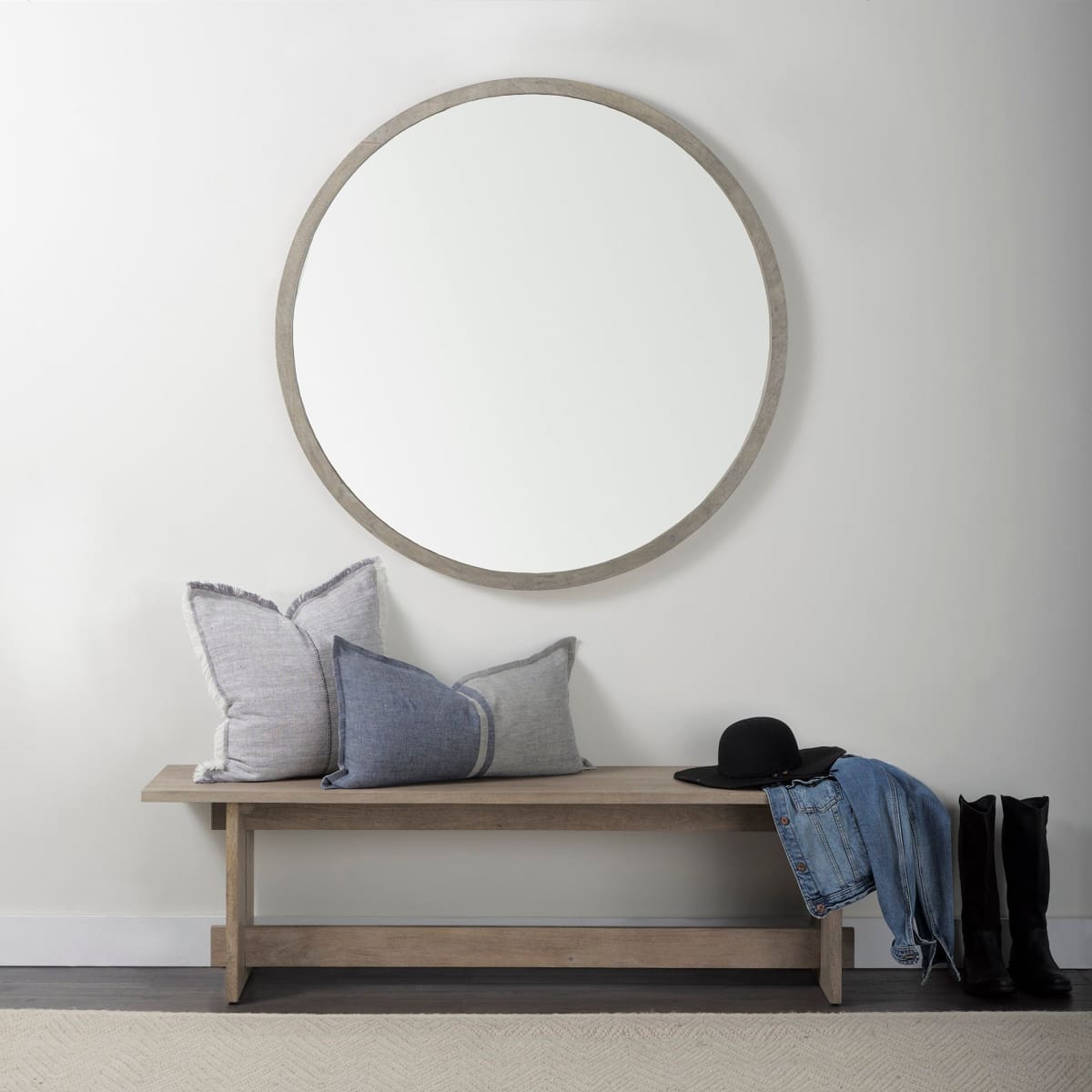 Gambit Wall Mirror Gray Wash Wood | 46’’ Round - wall-mirrors-grouped