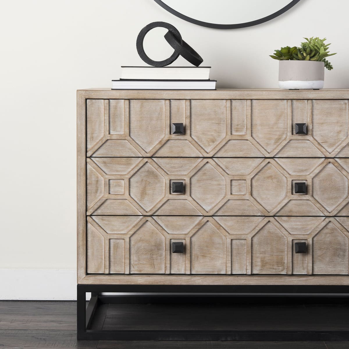 Genevieve Accent Cabinet Brown Wood | Black Metal - acc-chest-cabinets