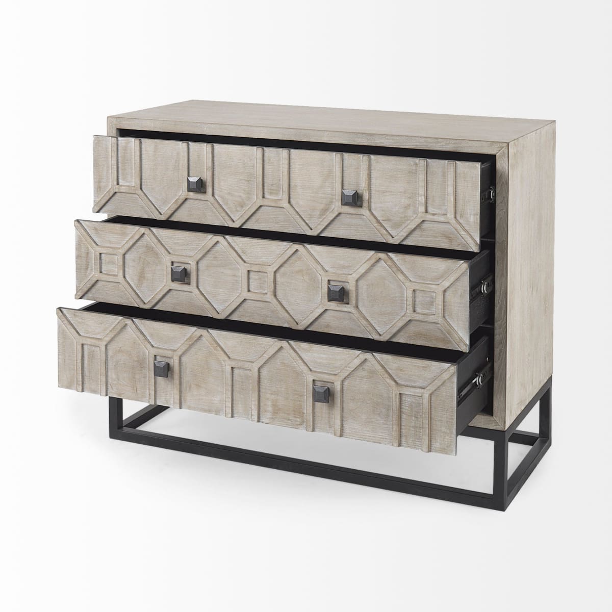 Genevieve Accent Cabinet Brown Wood | Black Metal - acc-chest-cabinets