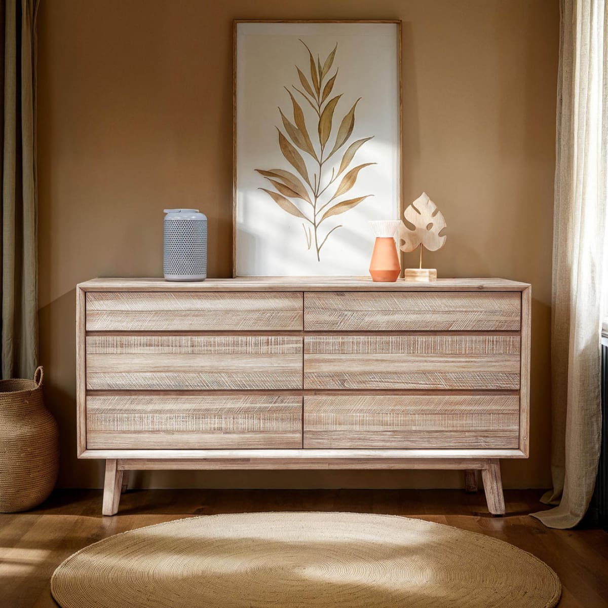 Gia 6 Drawer Dresser - Light Driftwood - lh-import-dressers