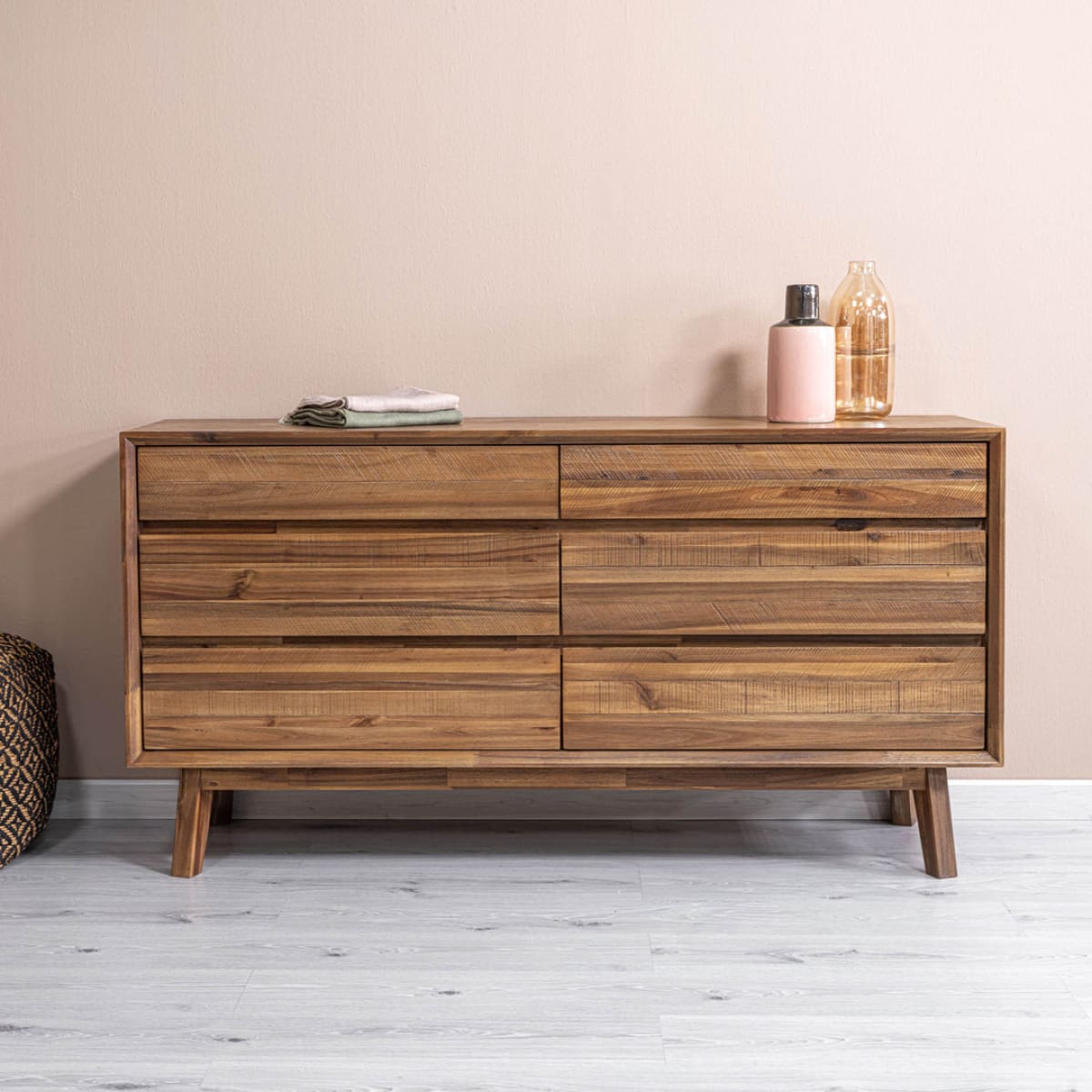 Gia 6 Drawer Dresser - Warm Pecan - lh-import-dressers