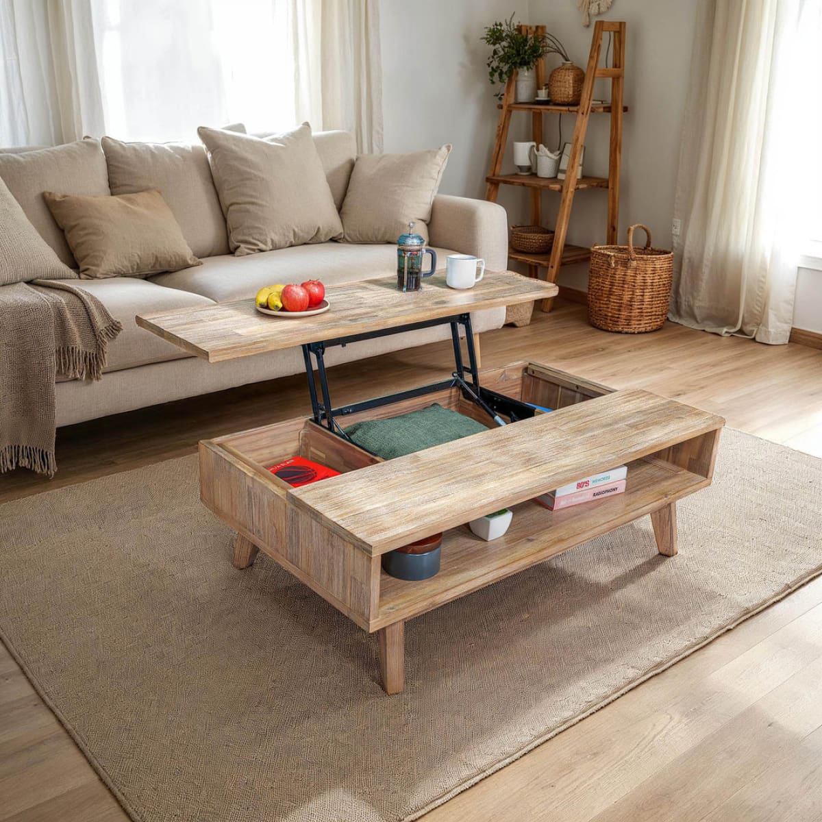 Gia Coffee Table W/ Lift Top - Light Driftwood - lh-import-coffee-tables