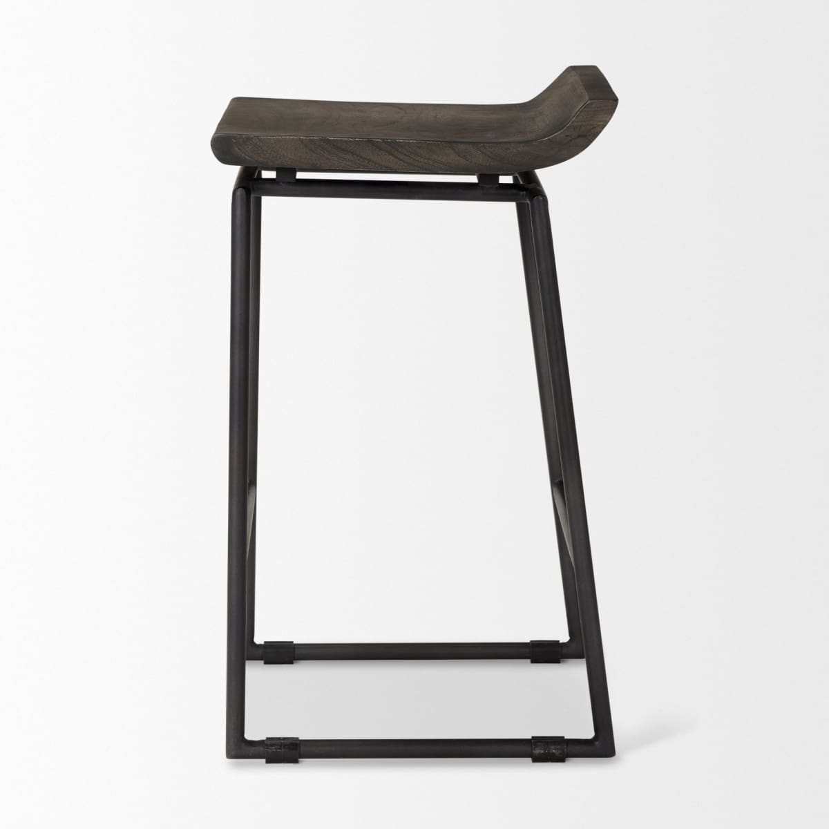 Givens Wood Seat Bar Counter Stool Black Wood | Black Metal | Counter - bar-stools