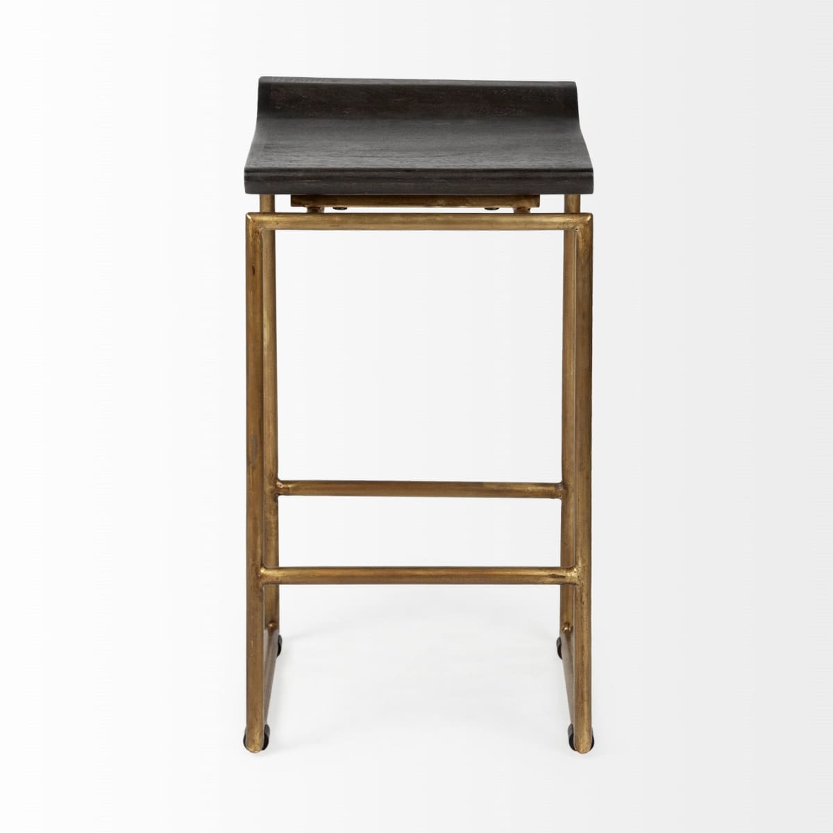 Givens Wood Seat Bar Counter Stool Brown Wood | Gold Metal | Counter - bar-stools