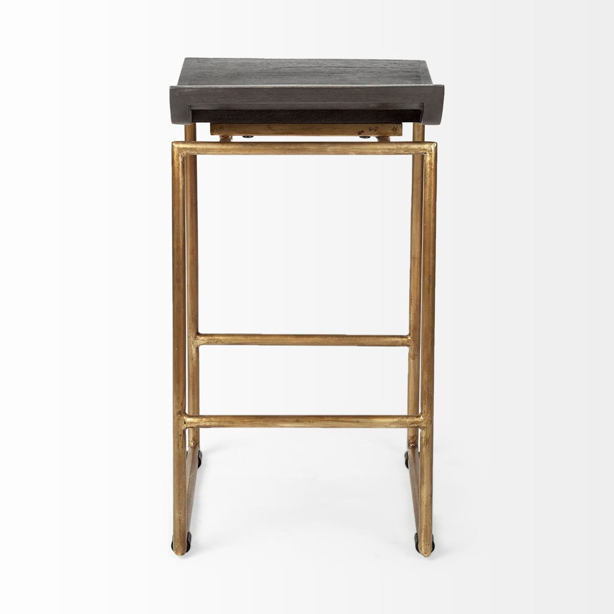 Givens Wood Seat Bar Counter Stool Brown Wood | Gold Metal | Counter - bar-stools