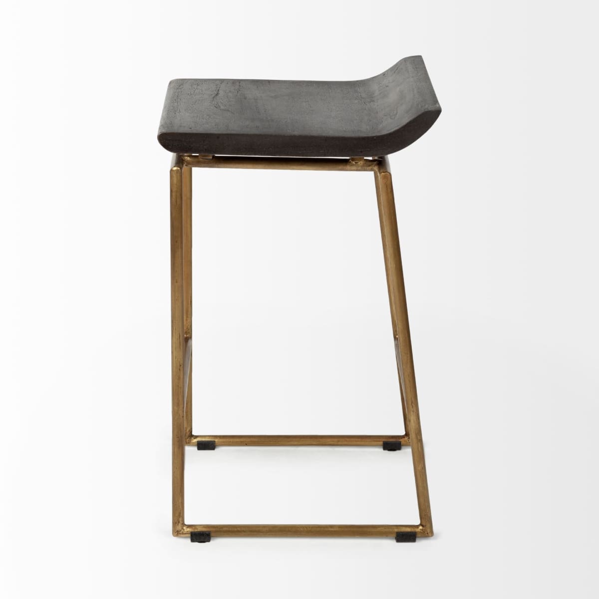 Givens Wood Seat Bar Counter Stool Brown Wood | Gold Metal | Counter - bar-stools