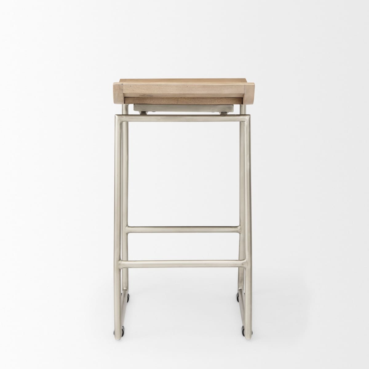 Givens Wood Seat Bar Counter Stool Brown Wood | Silver Metal | Counter - bar-stools