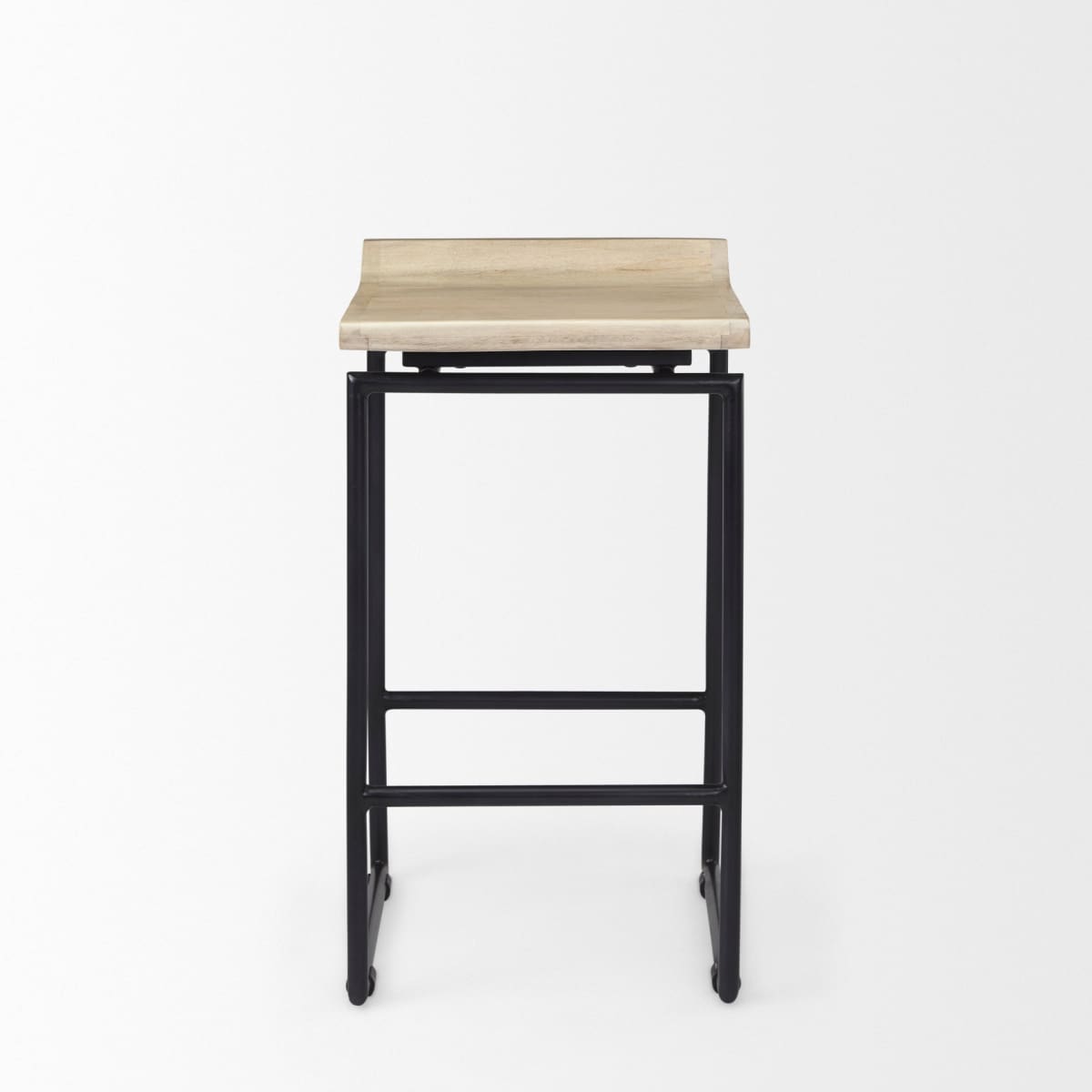 Givens Wood Seat Bar Counter Stool Natural Wood | Black Metal | Counter - bar-stools