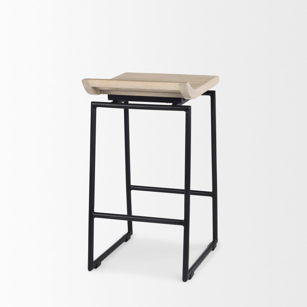 Givens Wood Seat Bar Counter Stool Natural Wood | Black Metal | Counter - bar-stools