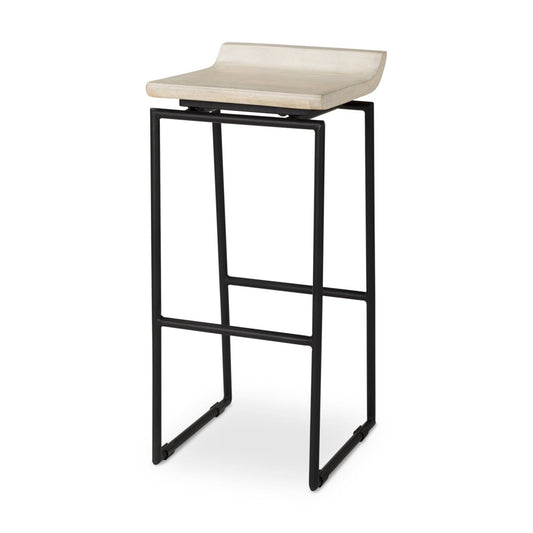 Givens Wood Seat Bar Counter Stool Natural Wood | Black Metal | Bar - bar-stools