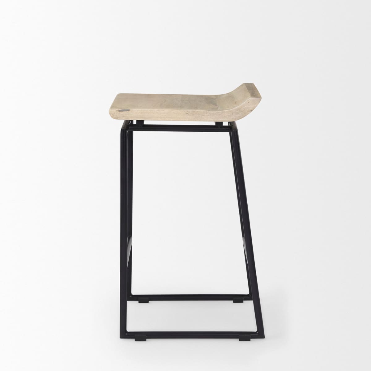 Givens Wood Seat Bar Counter Stool Natural Wood | Black Metal | Counter - bar-stools