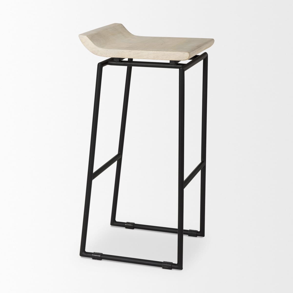 Givens Wood Seat Bar Counter Stool Natural Wood | Black Metal | Bar - bar-stools