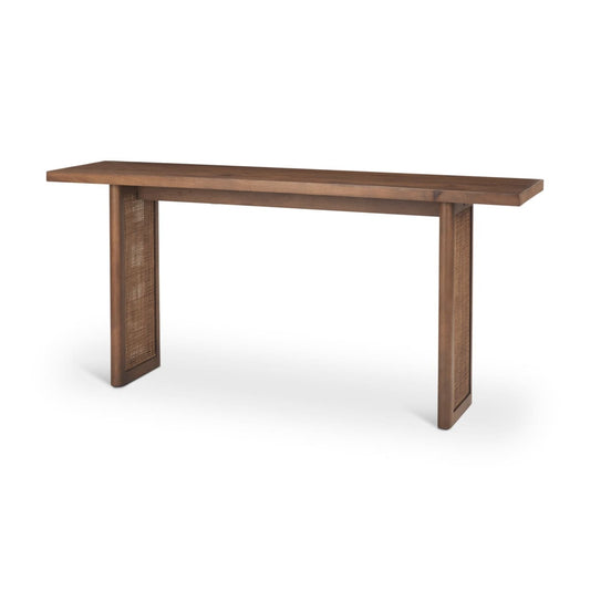 Grier Console Table Medium Brown Wood | Cane Accent - console-tables
