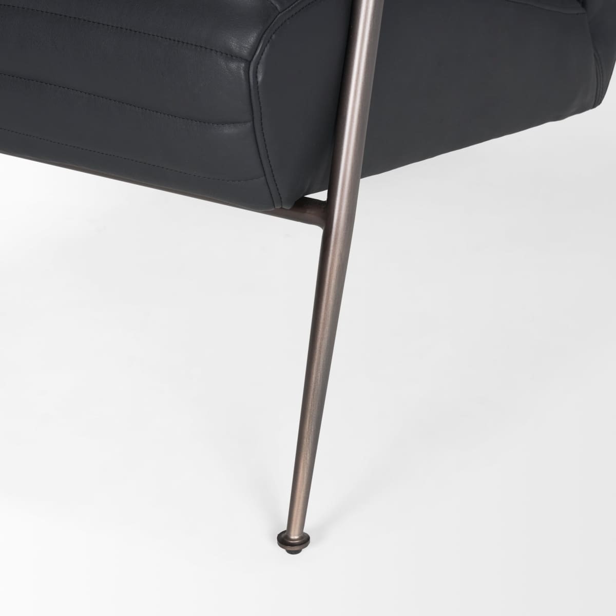 Grosjean Leather Accent Chair Black Leather | Black Metal - accent-chairs