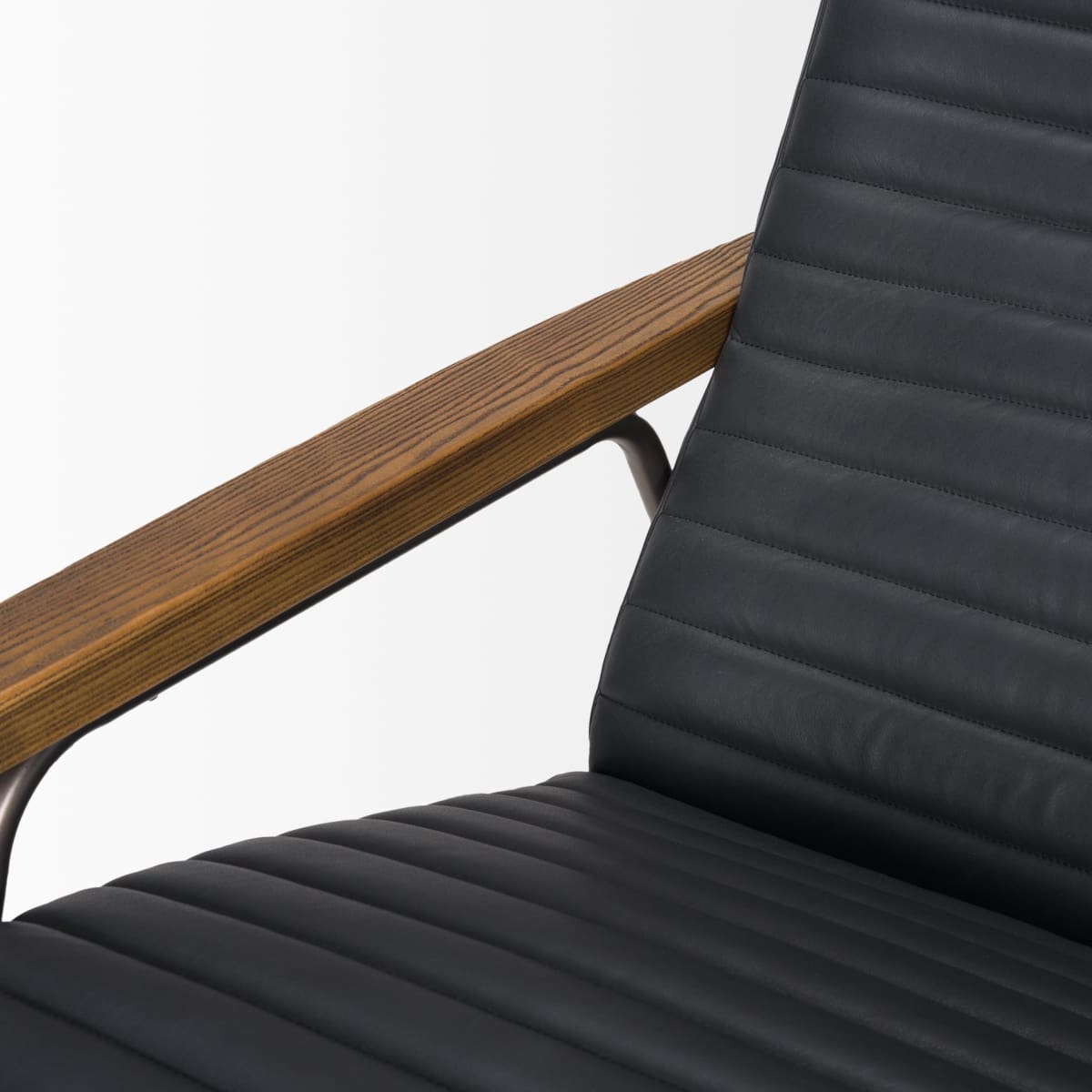 Grosjean Leather Accent Chair Black Leather | Black Metal - accent-chairs