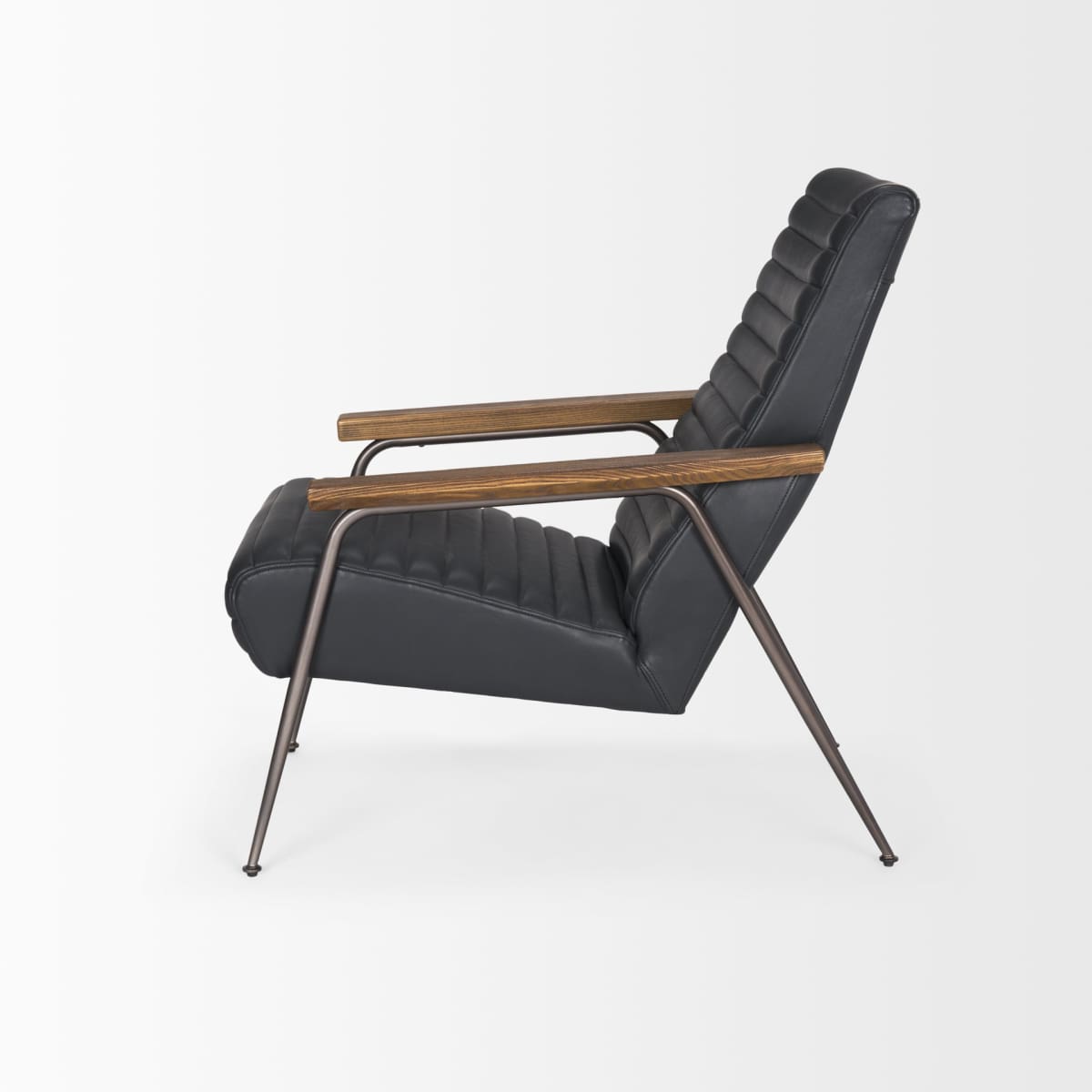 Grosjean Leather Accent Chair Black Leather | Black Metal - accent-chairs