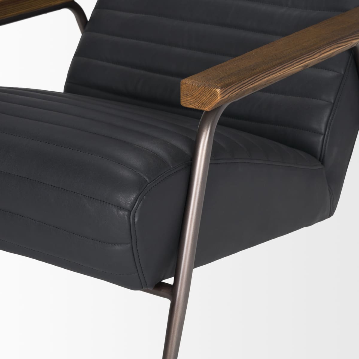 Grosjean Leather Accent Chair Black Leather | Black Metal - accent-chairs