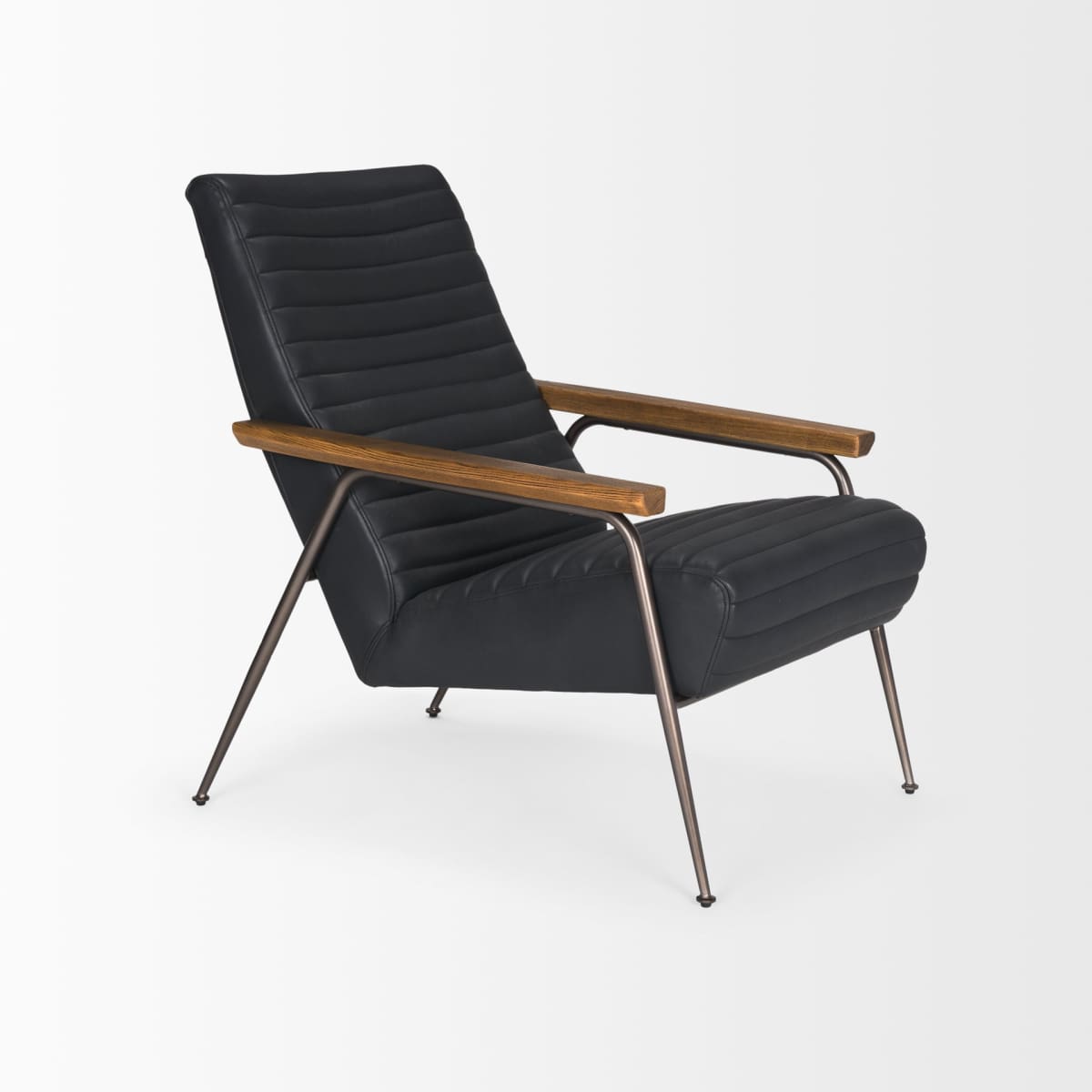 Grosjean Leather Accent Chair Black Leather | Black Metal - accent-chairs