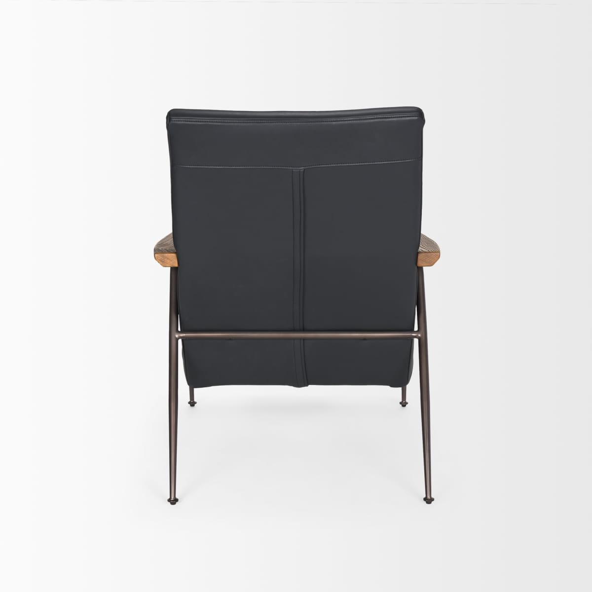 Grosjean Leather Accent Chair Black Leather | Black Metal - accent-chairs
