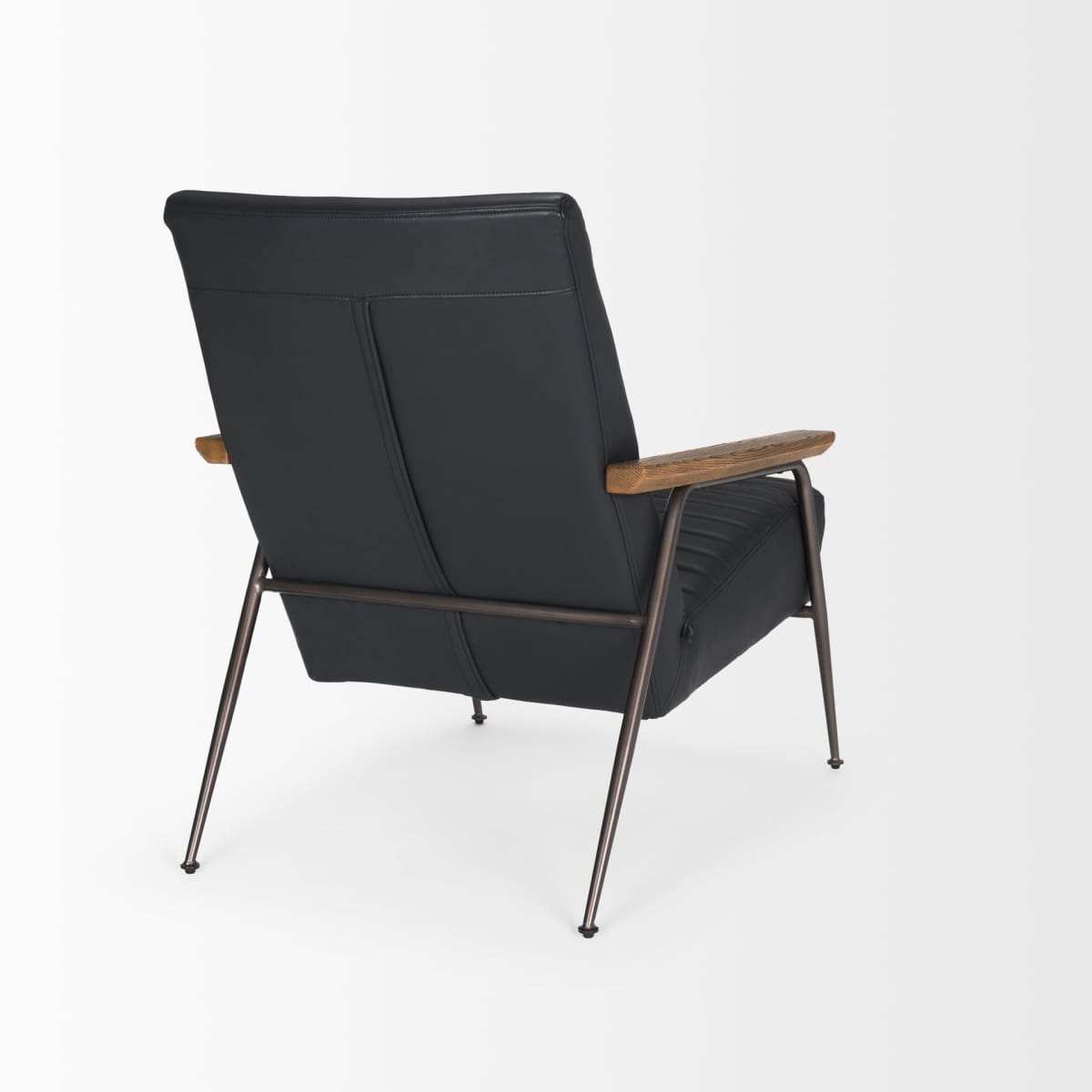 Grosjean Leather Accent Chair Black Leather | Black Metal - accent-chairs