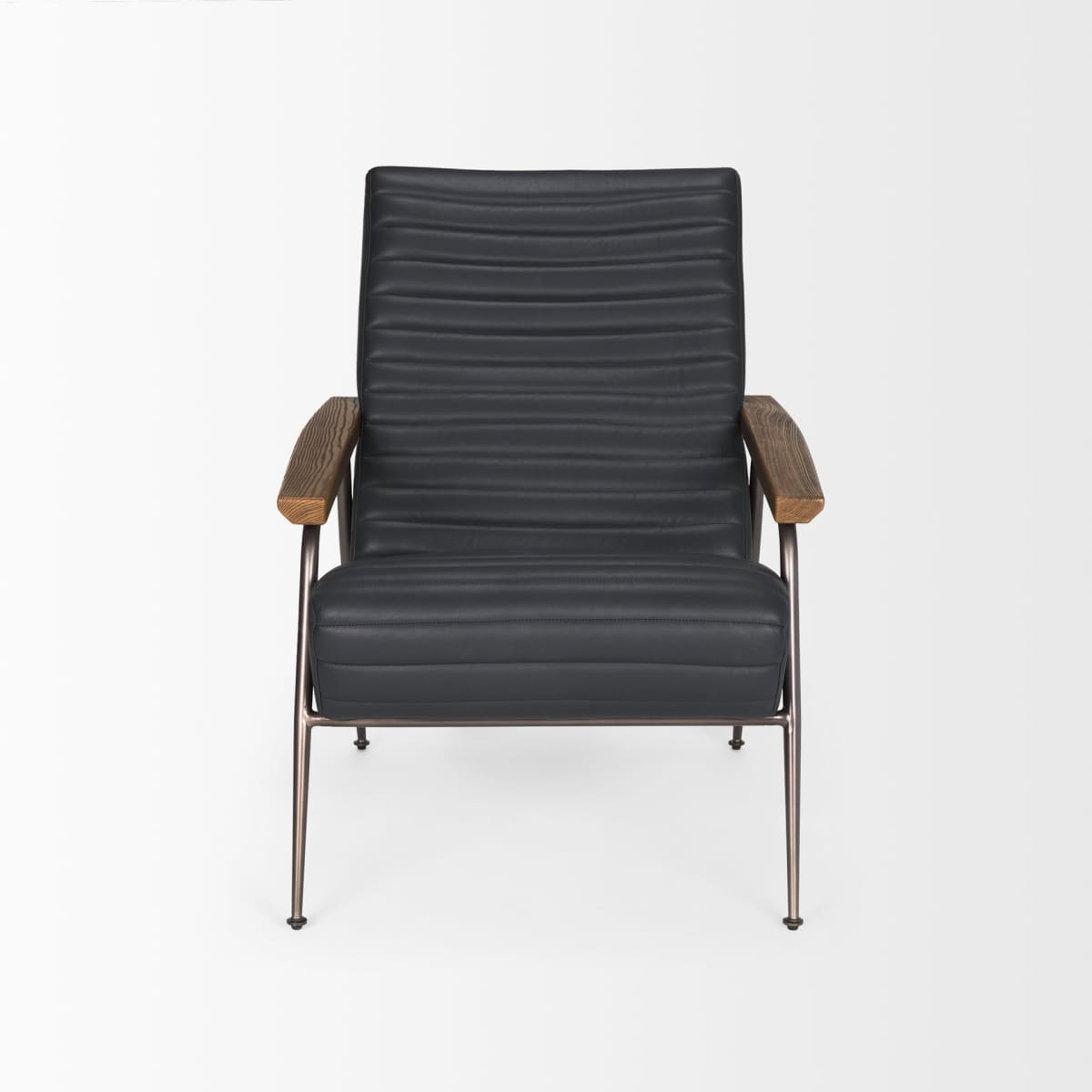 Grosjean Leather Accent Chair Black Leather | Black Metal - accent-chairs