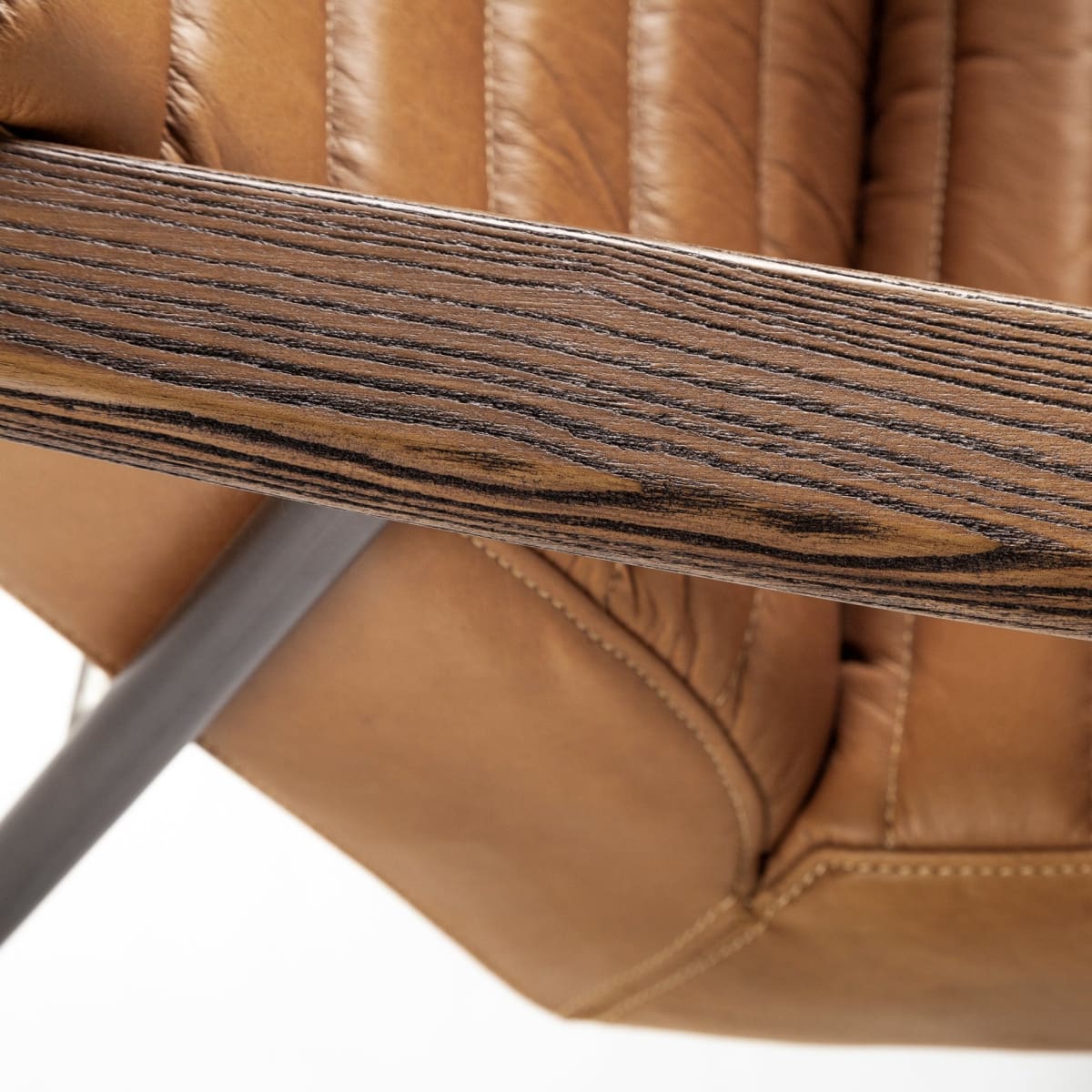 Grosjean Leather Accent Chair Brown Leather | Brown Metal - accent-chairs