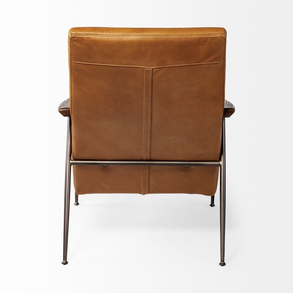 Grosjean Leather Accent Chair Brown Leather | Brown Metal - accent-chairs