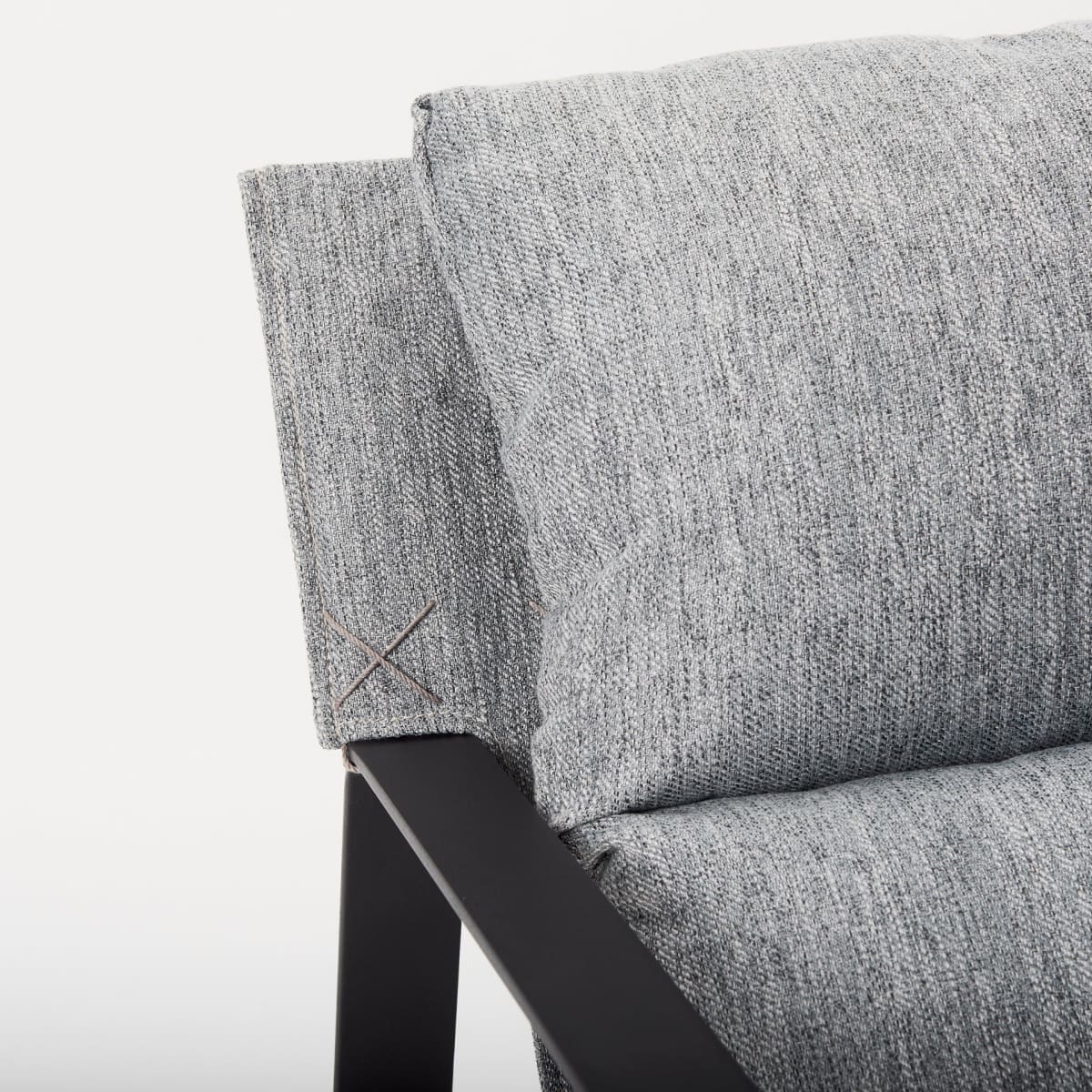 Guilia Accent Chair Castlerock Gray Fabric | Black Metal - accent-chairs